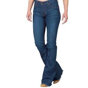 KIMES RANCH Lola Jeans Low Rise Flared Boot Cut Jeans Size 0x32 Western Raw Hem